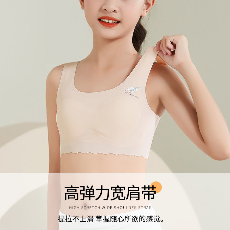 At the beginning of the developmental stage, girls' underwear, junior high school students, ice silk seamless bra, detachable chest pad and small vest