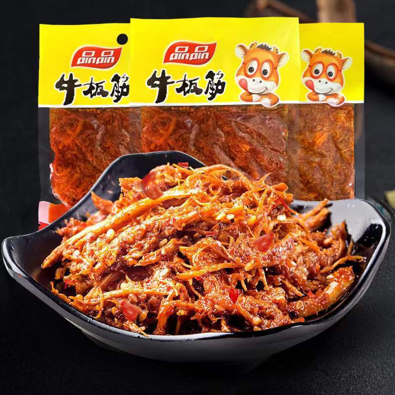 品品牛板筋40g组合麻辣香辣烧烤味四川成都品品牛肉制品休闲零食