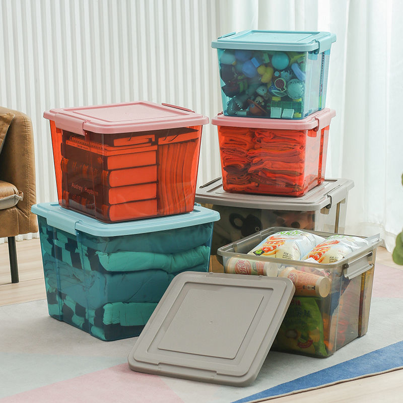 透明收纳箱塑料家用储物箱零食杂物玩具收纳盒大号衣服被子整理箱