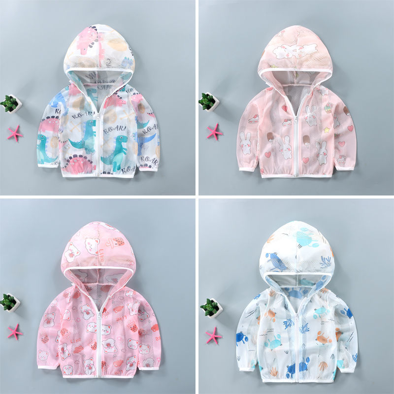 Children's anti-ultraviolet sunscreen clothing children's clothing sunscreen clothing jacket summer baby air-conditioning shirt breathable thin section printing