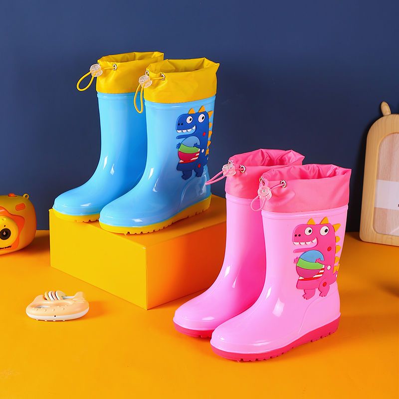 儿童雨鞋男童小童轻便防滑加高松紧口加绒女童幼儿园小孩宝宝雨靴