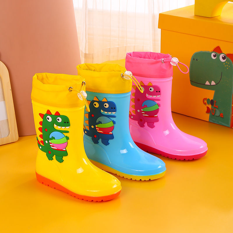 儿童雨鞋大童防滑加厚保暖恐龙幼儿园宝宝水靴男童加高胶鞋中童女