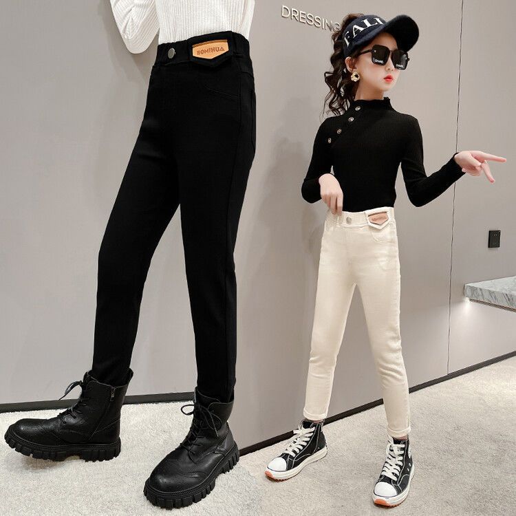 女童褲子春秋裝2023新款中大童魔術褲春季小女孩緊身彈力外穿打底