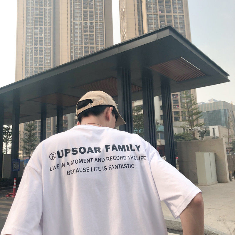 100%純棉短袖男夏季港風設計感t恤ins潮牌寬鬆打底衫百搭圓領上衣