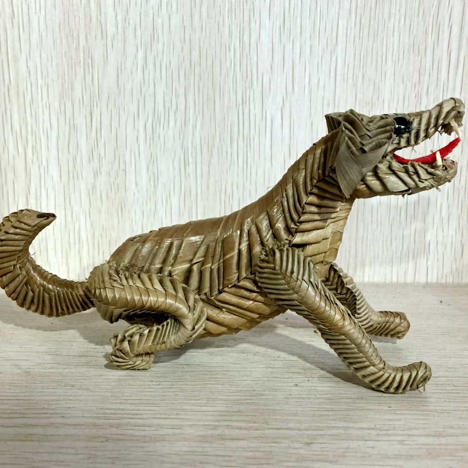Handmade Straw Dog Figurine Chinese Zodiac Ornament Desk Home