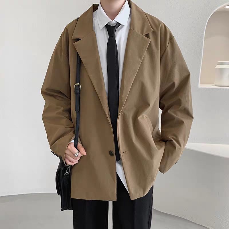[Four-piece set] Small suit suit men's Korean version of the trendy brand loose uniform ins casual class suit suit jacket