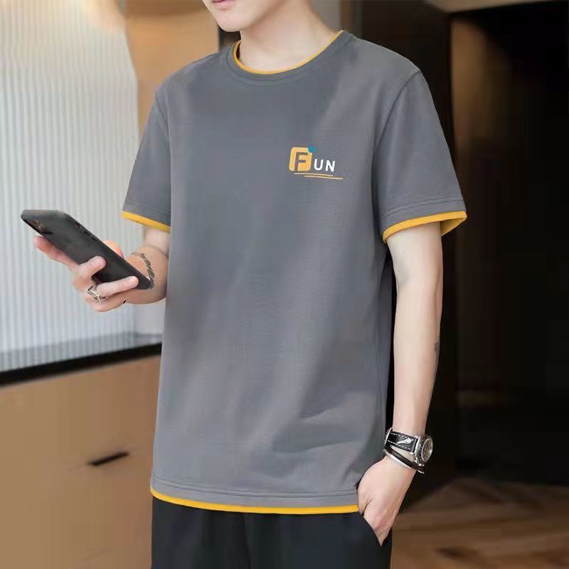 Summer men's youth short-sleeved t-shirt trend tide brand student top clothes new half-sleeved T-shirt men's tide 12 pieces