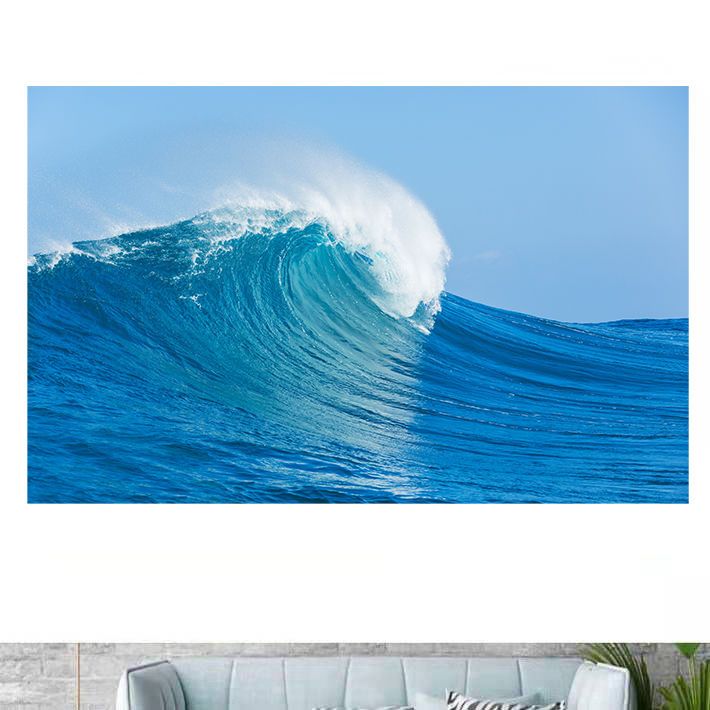 大海风景画蓝色海浪自然风景画海报制作客厅沙发背景墙贴画墙画1