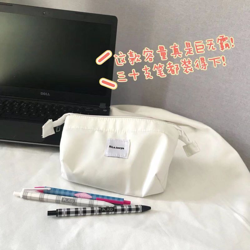 ins新款纯色笔袋日系简约女学生文具包初高中生大容量笔尺收纳盒