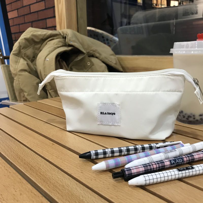 ins新款纯色笔袋日系简约女学生文具包初高中生大容量笔尺收纳盒