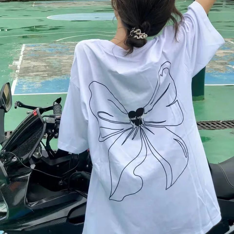 学院风短袖T恤女学生韩版宽松卡通印花夏季新款ins潮牌上衣服