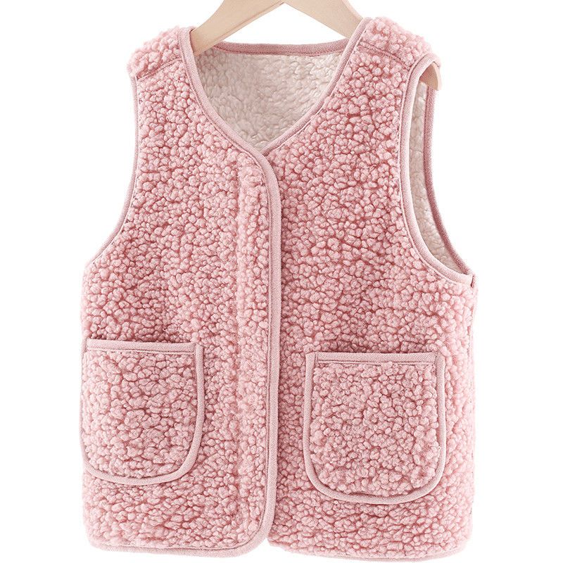Children's vest lamb velvet new fur one boy and girl children's clothing vest shoulder baby wear foreign style