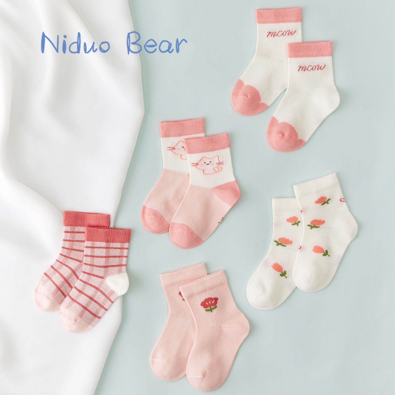 尼多熊2022夏季薄款儿童袜子棉质宝宝袜可爱超萌女童袜子透气春夏