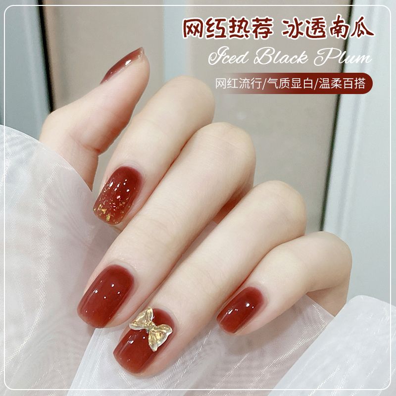 冰透指甲油網紅流行爆款冰透南瓜手撕水性無味拼色網紅果凍美甲油
