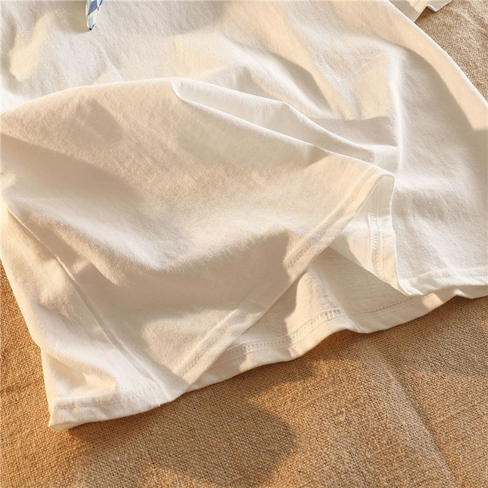 新款白色短袖t恤女夏季宽松薄款设计感小众夏装半袖上衣气质