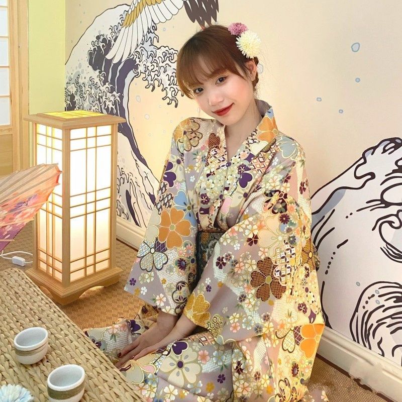 日系和风改良和服日本浴衣写真碎花色复古可爱少女旅拍和服连衣裙