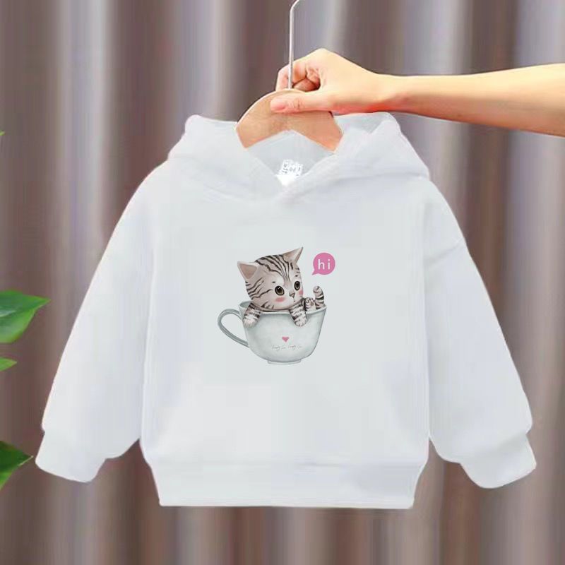 Girls hooded sweater spring and autumn 2022 spring new Korean version of the foreign style big children's hooded loose version children's tops