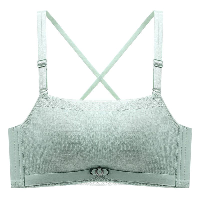 Silk underwear women's no steel ring gathered anti-sagging anti-fading modal magnet big beautiful back bra set