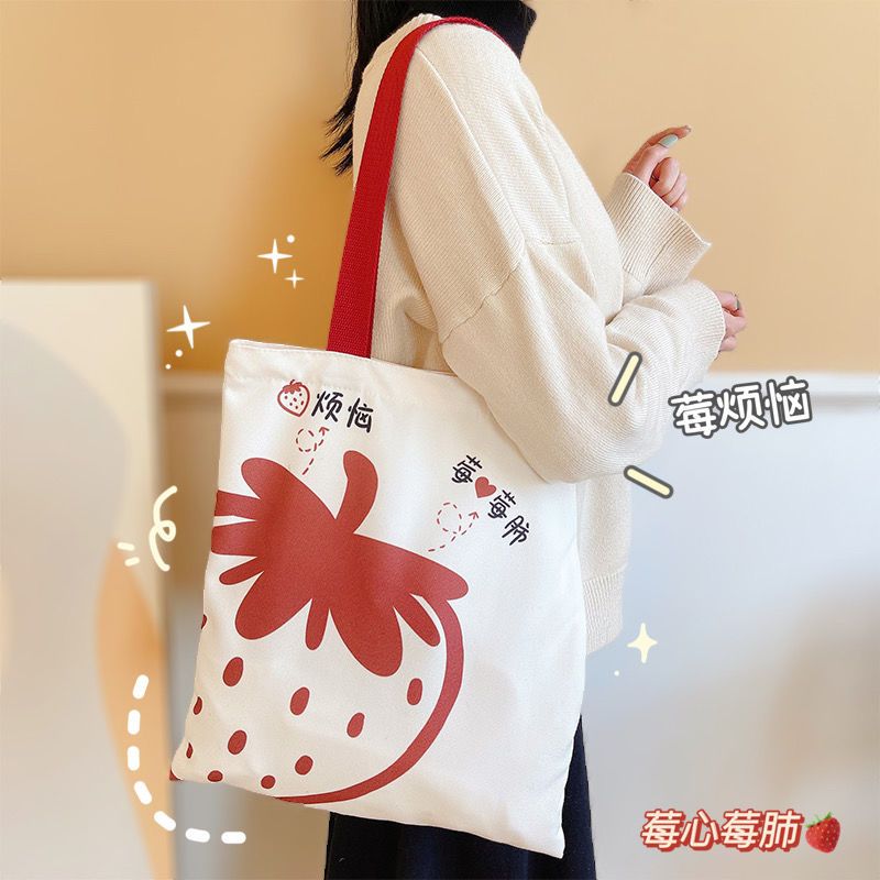 學生帆布包包女夏小眾ins日系單肩包慵懶風大容量可愛手提帆布袋