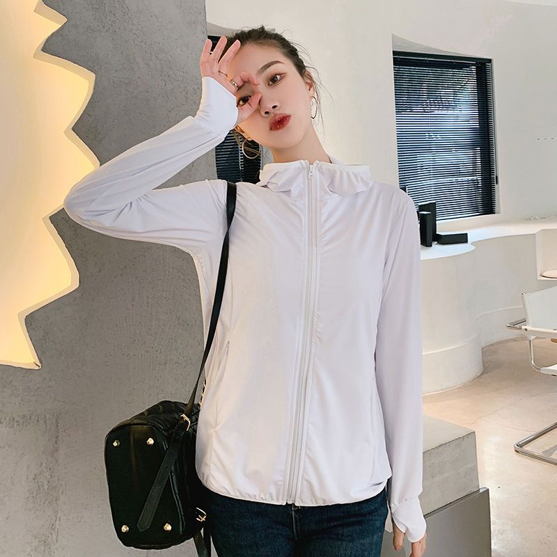 Ice silk sunscreen women's outerwear summer light and breathable cycling cardigan anti-ultraviolet men and women can wear long-sleeved jacket