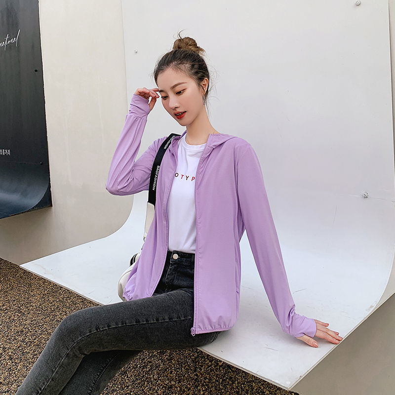 Ice silk sunscreen women's outerwear summer light and breathable cycling cardigan anti-ultraviolet men and women can wear long-sleeved jacket