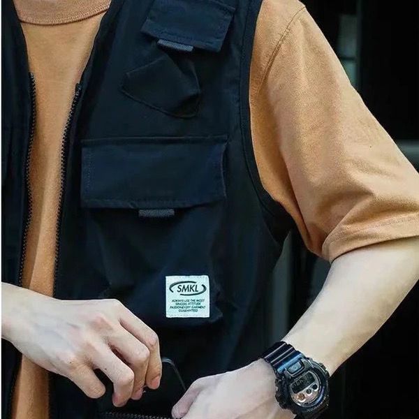 Autumn Workwear Sleeveless Vest Men's and Women's Tide Brand Japanese Multi-Pocket Functional Tactical Vest Vest All-Match Coat