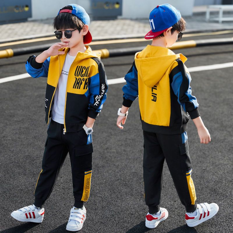 童装男童套装儿童春秋季新款5-12岁男孩网红运动学生时髦两件套