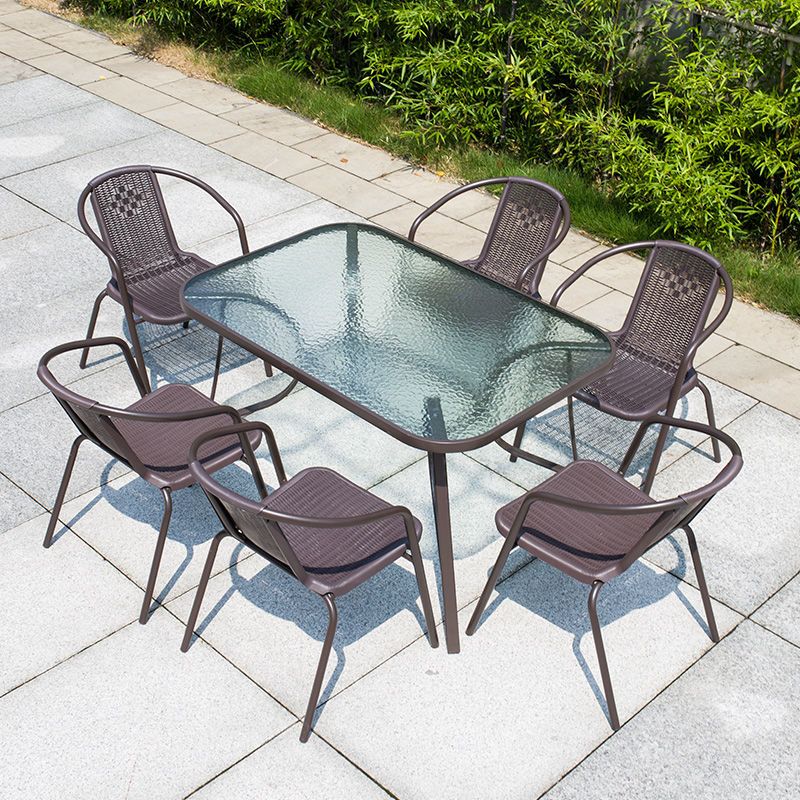 网红庭院桌椅户外休闲露天编藤椅三件套防晒防水花园室外桌椅带伞