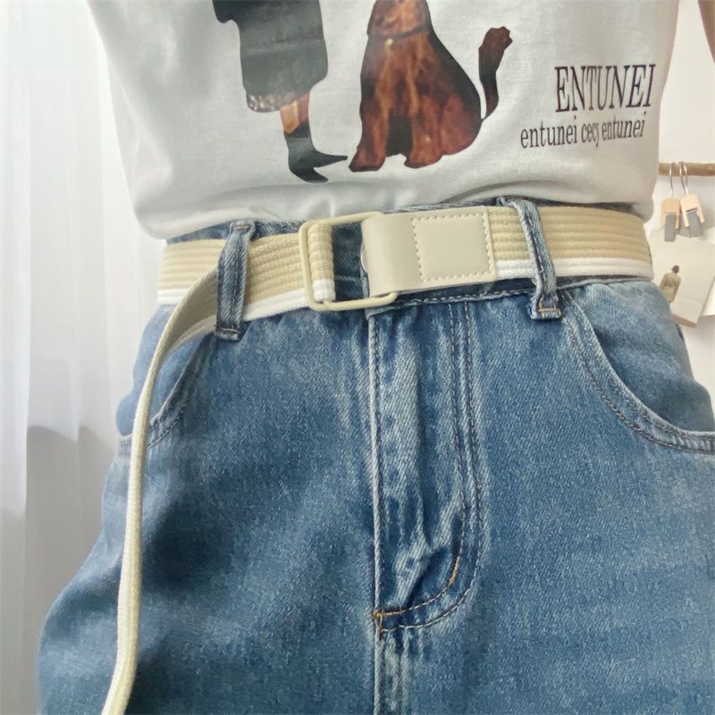 Fashion rainbow canvas belt Korean version of the young general female student all-match jeans casual pants belt belt