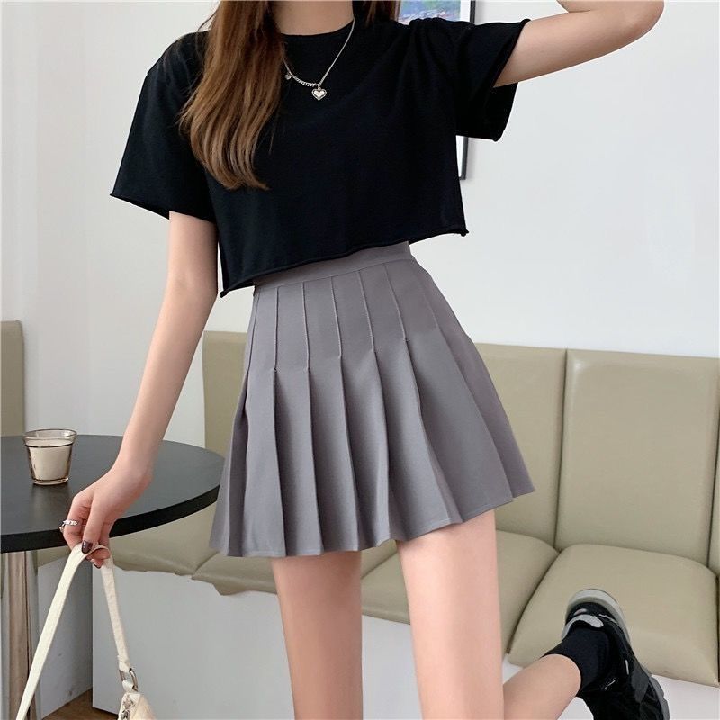 Khaki pleated skirt short skirt women's spring and summer new skirt new high-waisted A-line skirt slimming and anti-exposure