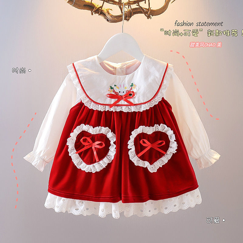 Spring and autumn children's butterfly Spanish princess dress female baby tutu skirt birthday dress New Year's first year clothes