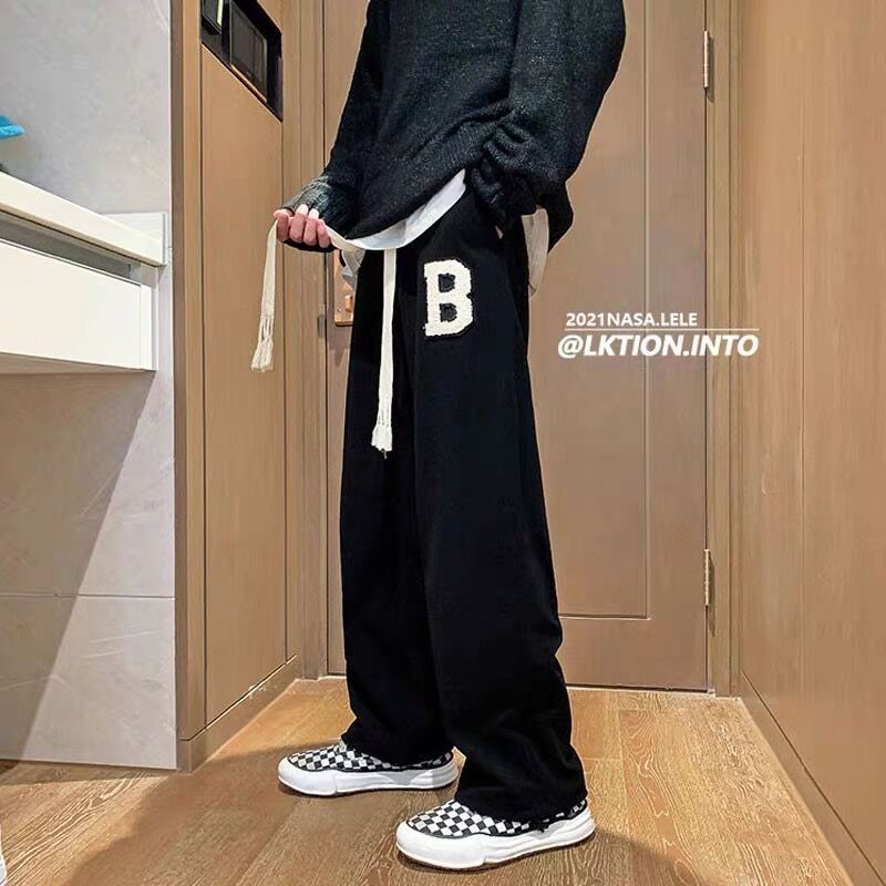Spring and Autumn Style American Style Wick Casual Pants Men's Straight Loose Drape Wide Legs Trendy Brand Sweatpants Boys Casual Trousers