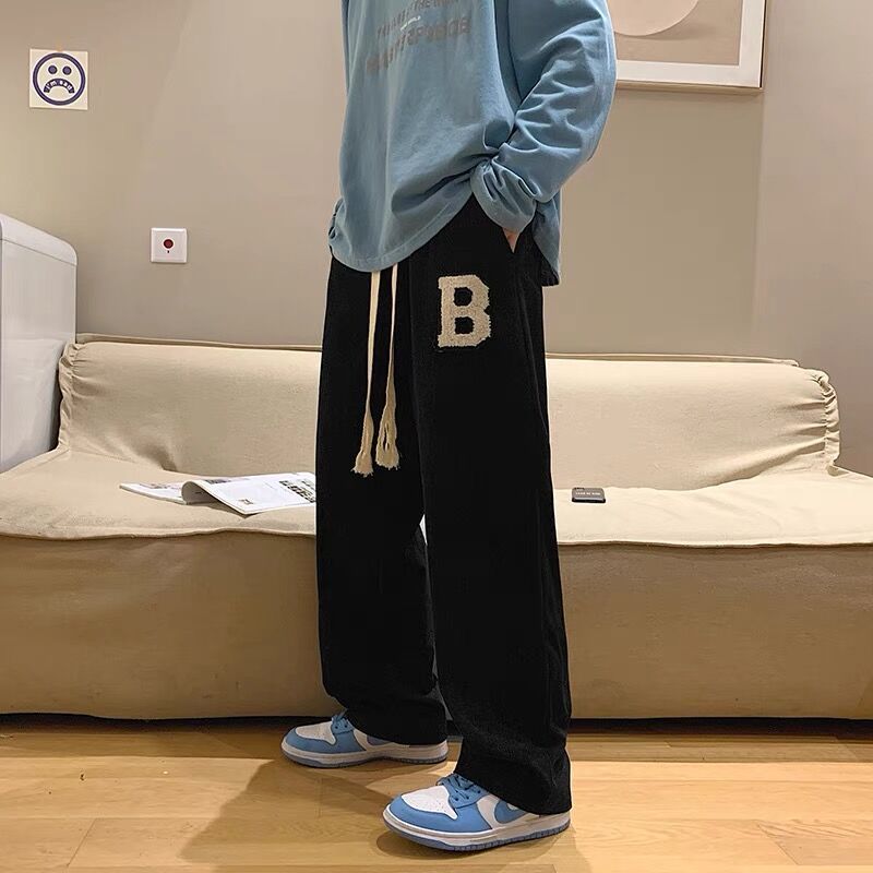 Spring and Autumn Style American Style Wick Casual Pants Men's Straight Loose Drape Wide Legs Trendy Brand Sweatpants Boys Casual Trousers