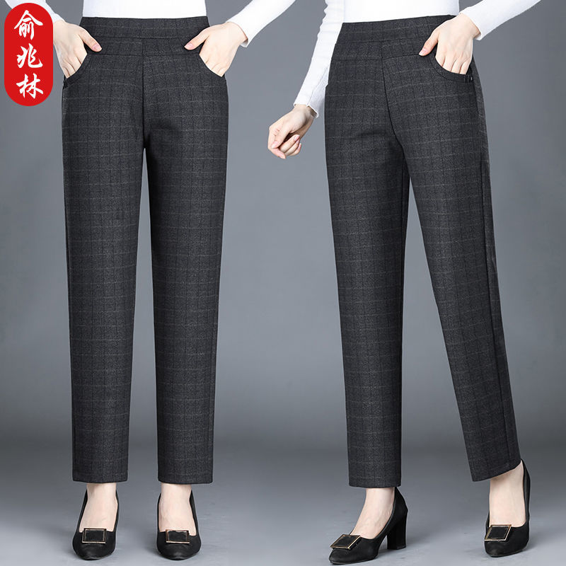 俞兆林中老年女裤春秋款外穿松紧腰中年女士直筒长裤妈妈春装裤子