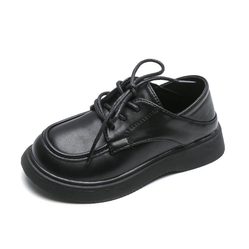 Children's leather shoes 2022 spring new soft bottom soft surface lace up Velcro retro preppy style boys and girls single shoes