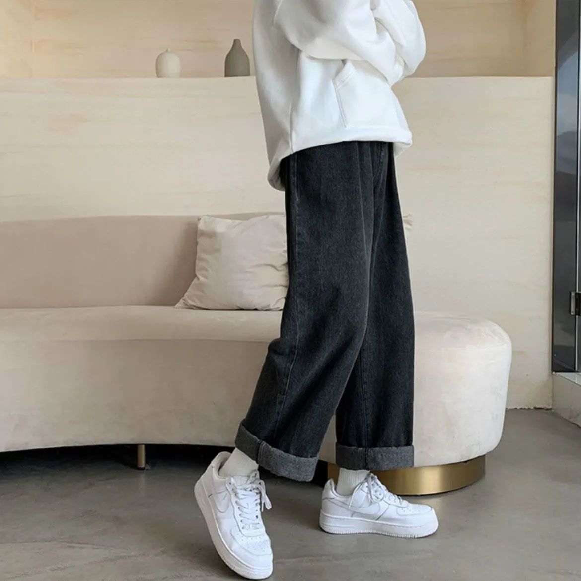 High-waisted wide-leg pants thin jeans women's spring and summer thin section new loose drape floor-mopping straight-leg pants