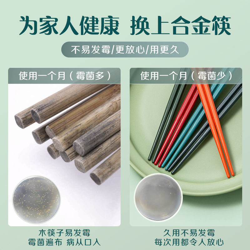 双枪合金筷子家用一人一筷子不发霉高档耐高温防滑不变形卡通快子