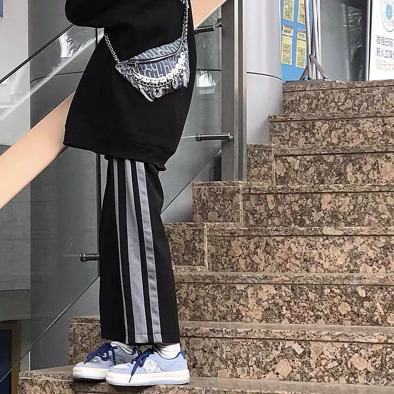 Spring and summer new Korean version of Harajuku style straight pants sports casual pants loose wide leg pants female students ins trend