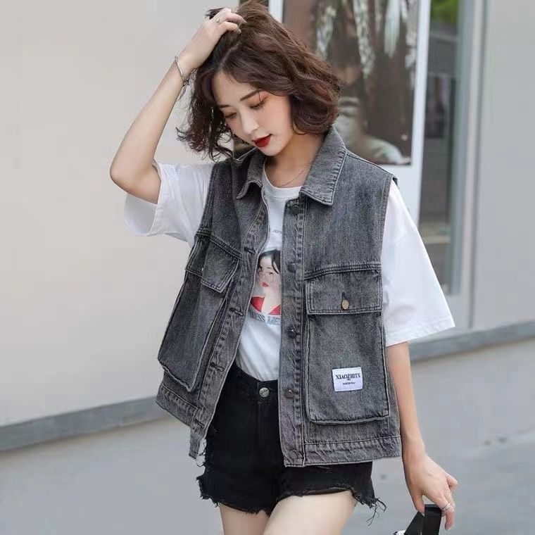 Denim vest female student workwear Korean version  fashion trend women's clothing new style vest female Internet celebrity spring and autumn thin section