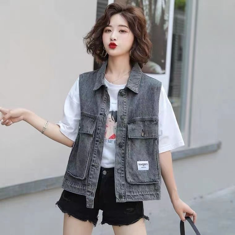 Denim vest female student workwear Korean version  fashion trend women's clothing new style vest female Internet celebrity spring and autumn thin section