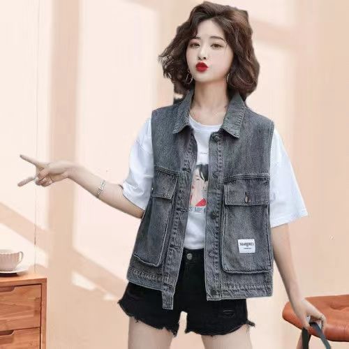 Denim vest female student workwear Korean version  fashion trend women's clothing new style vest female Internet celebrity spring and autumn thin section