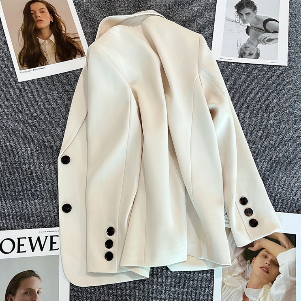 Off-white small suit jacket female 2022 spring and autumn Korean version loose design sense senior student early spring suit female