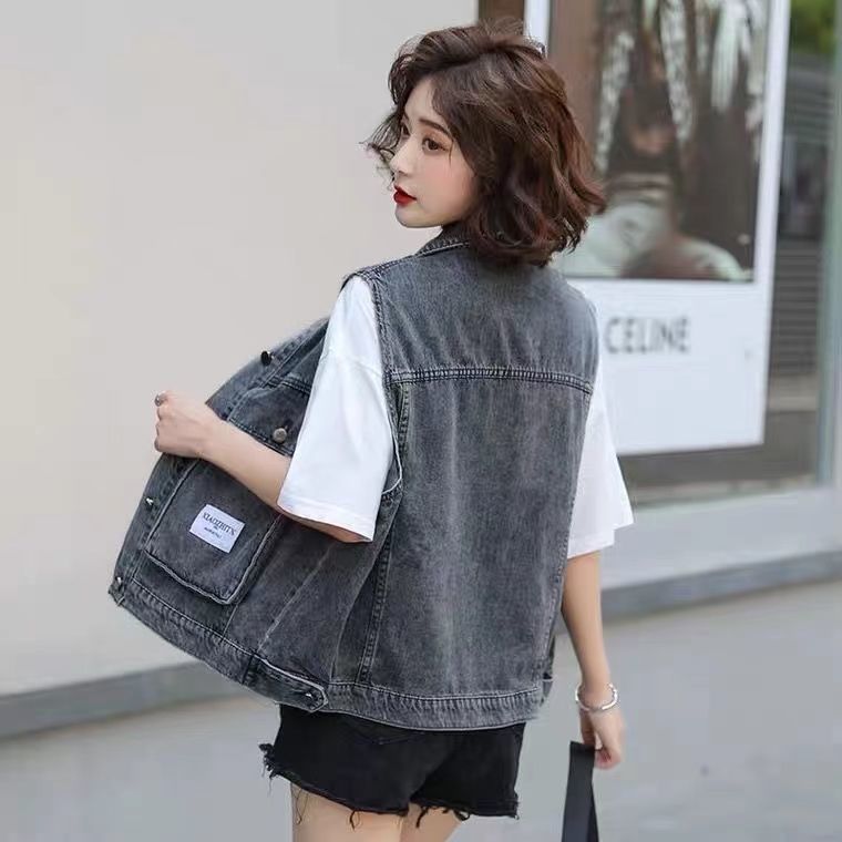 Denim vest female student workwear Korean version  fashion trend women's clothing new style vest female Internet celebrity spring and autumn thin section