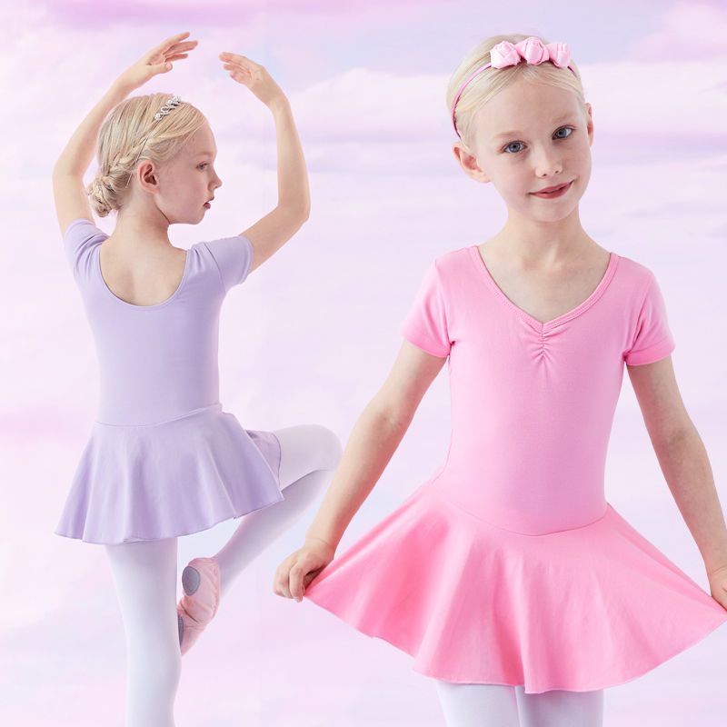 舞蹈服儿童女童夏季短袖练功服跳舞衣幼儿芭蕾舞裙中国舞考级服装