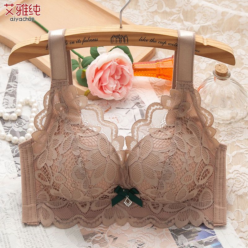 New style underwear women's thickened non-steel ring small breasts gathered adjustable top support anti-sagging closed breast lace bra
