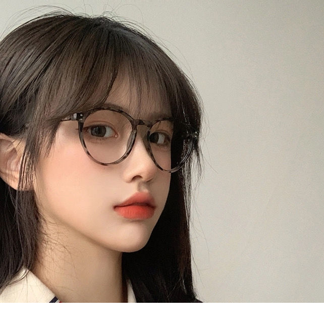 Milk tea-colored glasses for myopia women can be equipped with anti-blue light anti-radiation black frame eye frame retro slim Korean version