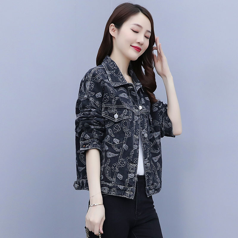 Large size denim jacket 2023 spring new Korean style trendy fat mm loose and flesh-covering slim versatile jacket top