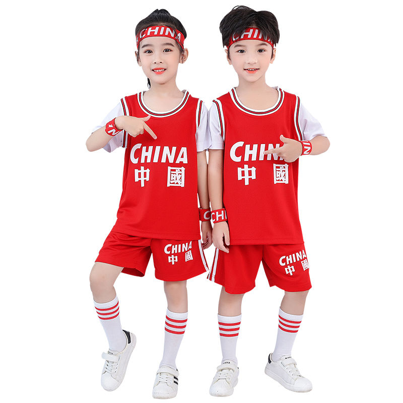儿童篮球服套装男孩透气假两件幼儿园学生运动会训练服定制球衣女