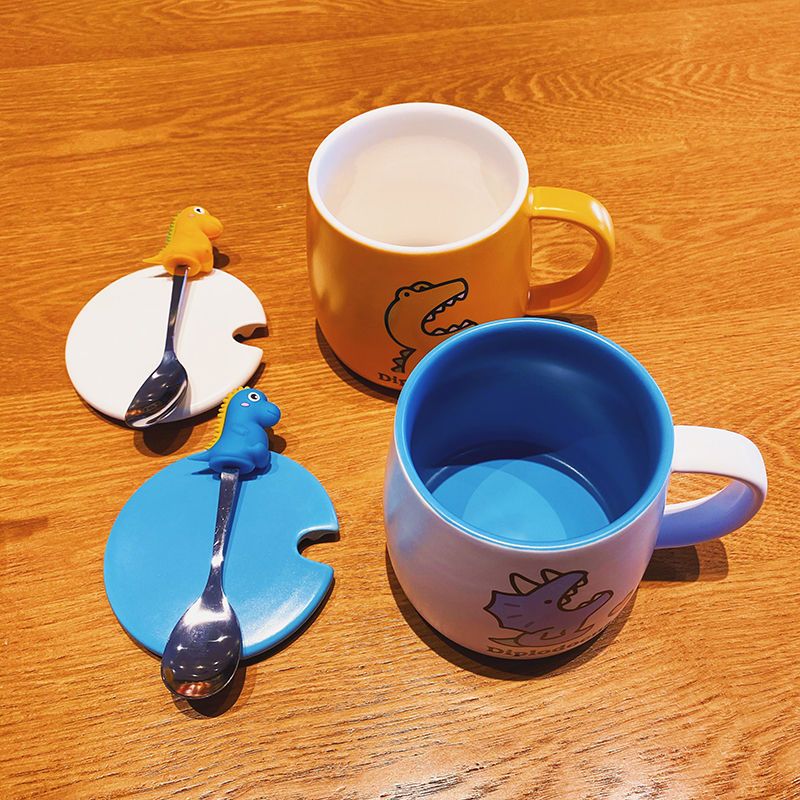 马克杯带盖勺喝水杯女家用大容量陶瓷杯子男生办公室情侣咖啡茶杯