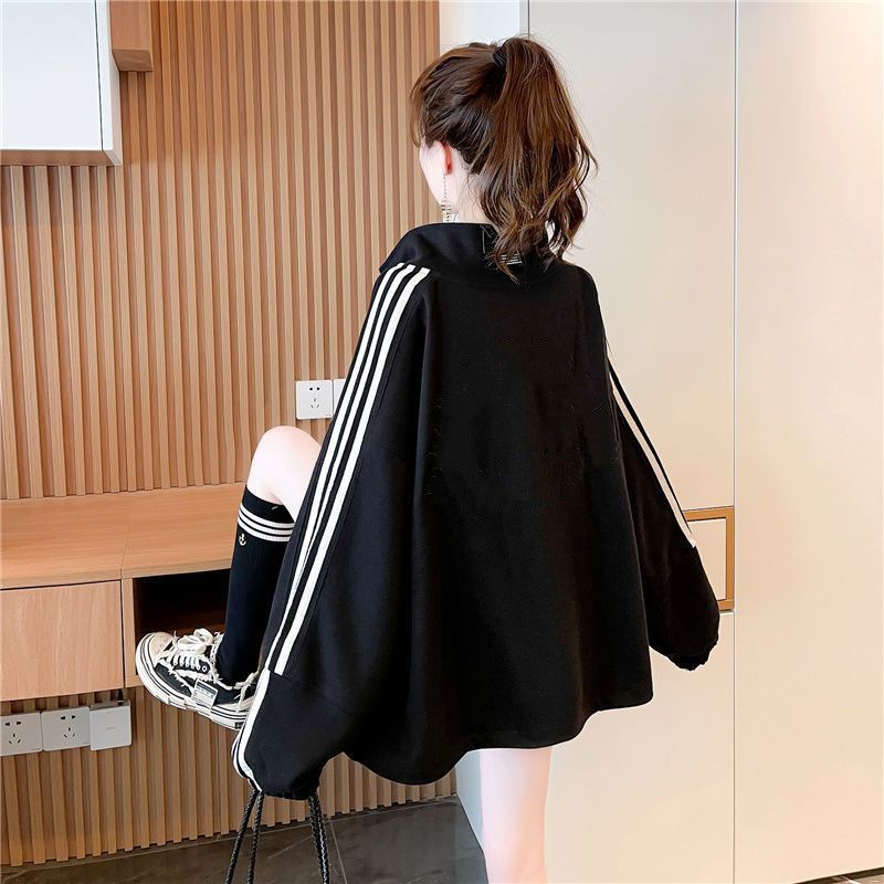 Extra large size 300 pounds design cardigan sweatshirt for women  spring and autumn student loose thin street jacket trendy in